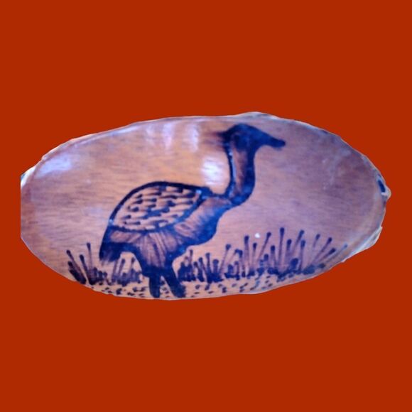 BASKET HAND PAINTED "DOSSA AKAKEO BAMBERT ABDJAN" Crane Type Bird - Picture 4 of 6